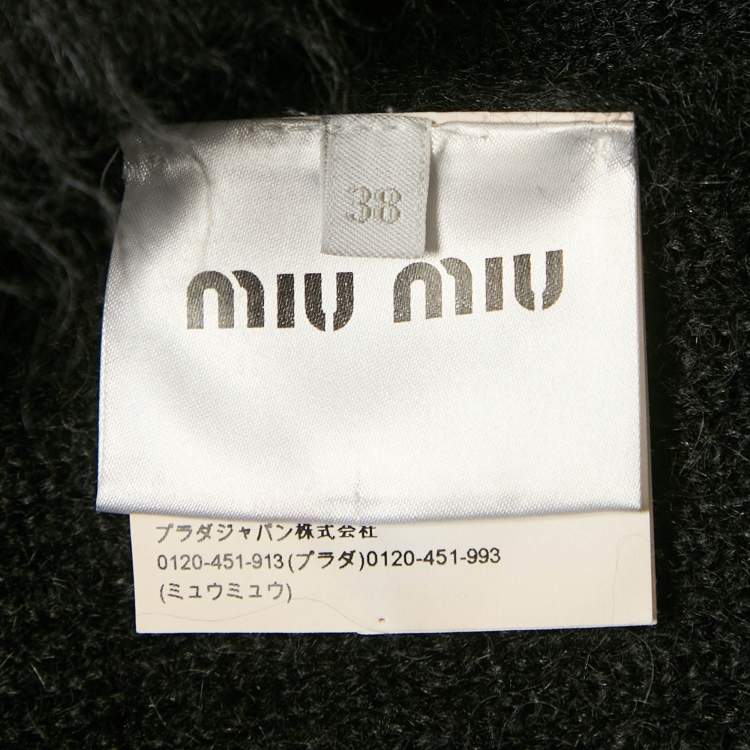 Pre Owned Miu Miu Black Mohair Wool V-Neck Sweater S