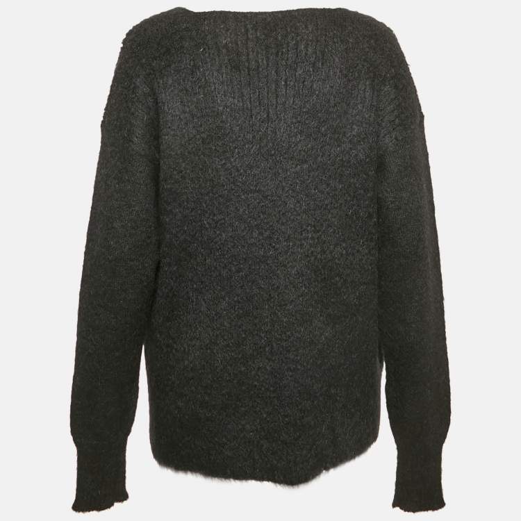 Pre Owned Miu Miu Black Mohair Wool V-Neck Sweater S