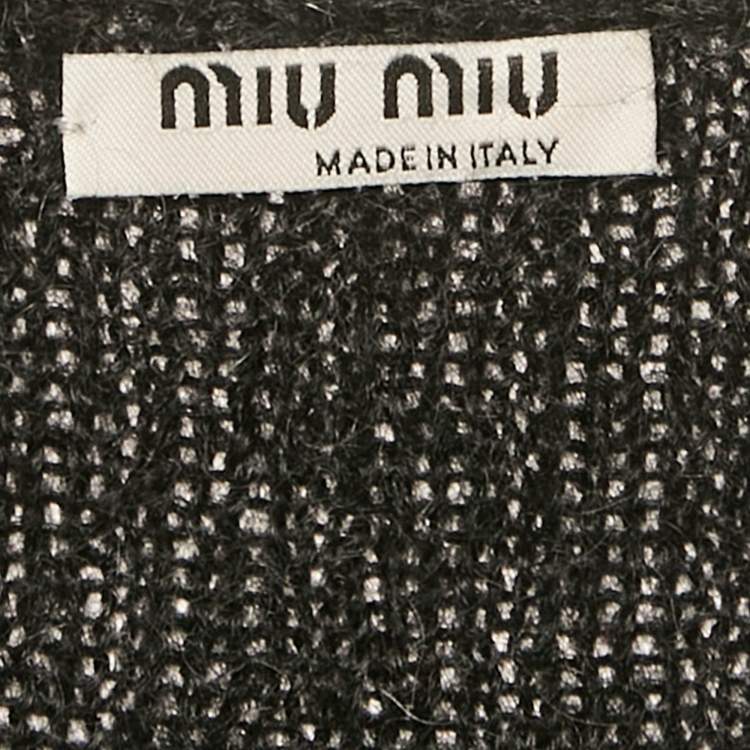 Pre Owned Miu Miu Black Mohair Wool V-Neck Sweater S