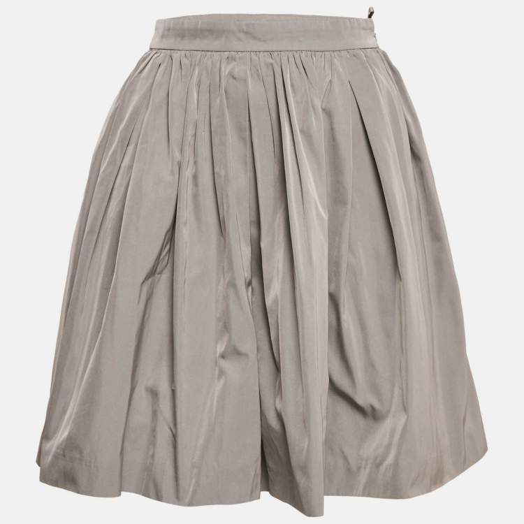 Pre Owned Miu Miu Grey Synthetic Gathered Mini Skirt S