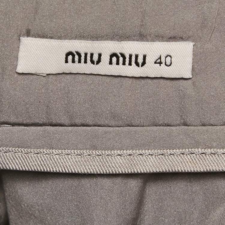 Pre Owned Miu Miu Grey Synthetic Gathered Mini Skirt S
