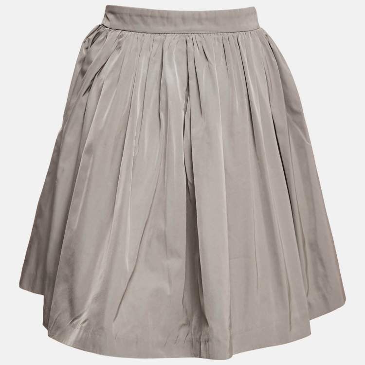 Pre Owned Miu Miu Grey Synthetic Gathered Mini Skirt S