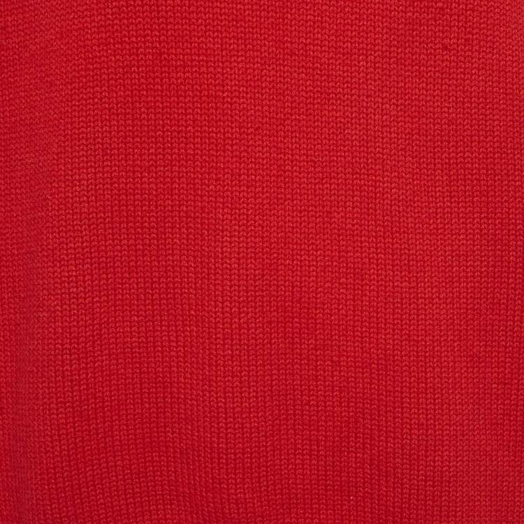 Pre Owned Miu Miu Red Cashmere Rib Knit Sweater M