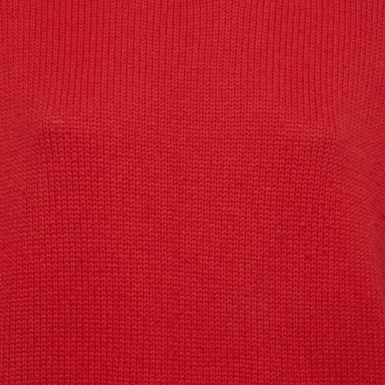 Pre Owned Miu Miu Red Cashmere Rib Knit Sweater M