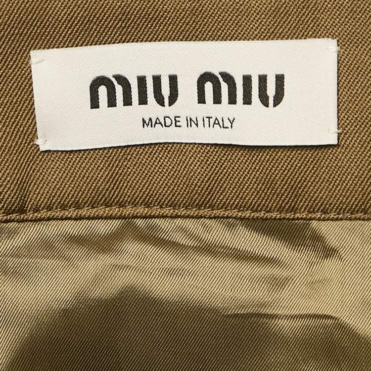 Pre Owned Miu Miu Green Wool Button Detail Mini Skirt S