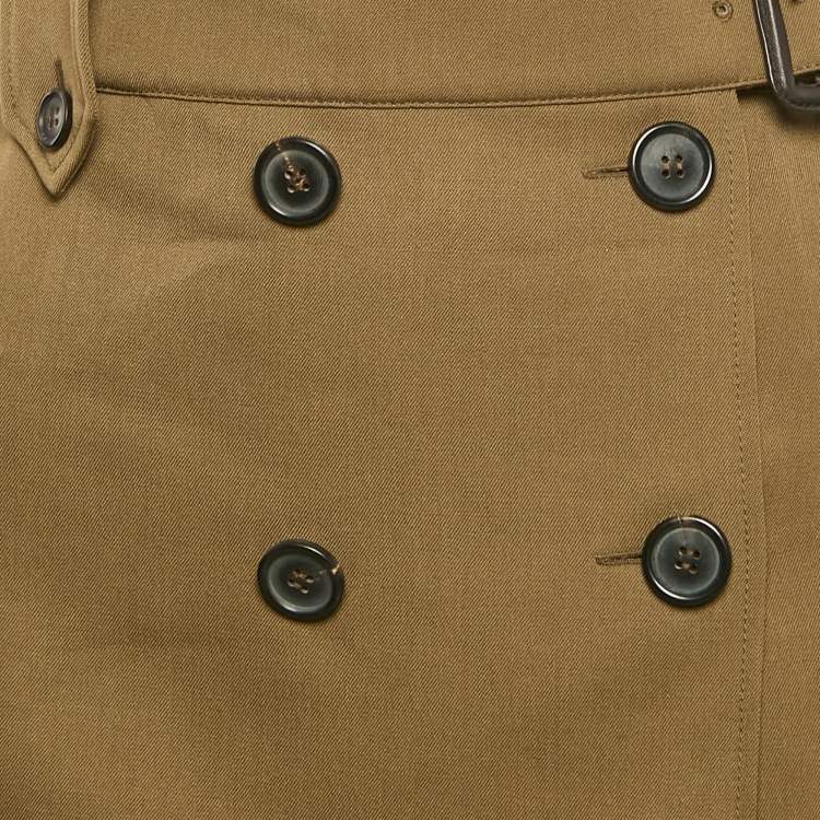Pre Owned Miu Miu Green Wool Button Detail Mini Skirt S