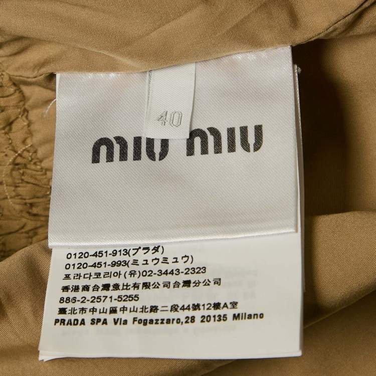 Pre Owned Miu Miu Dark Beige Smocked Sleeveless Mini Dress S