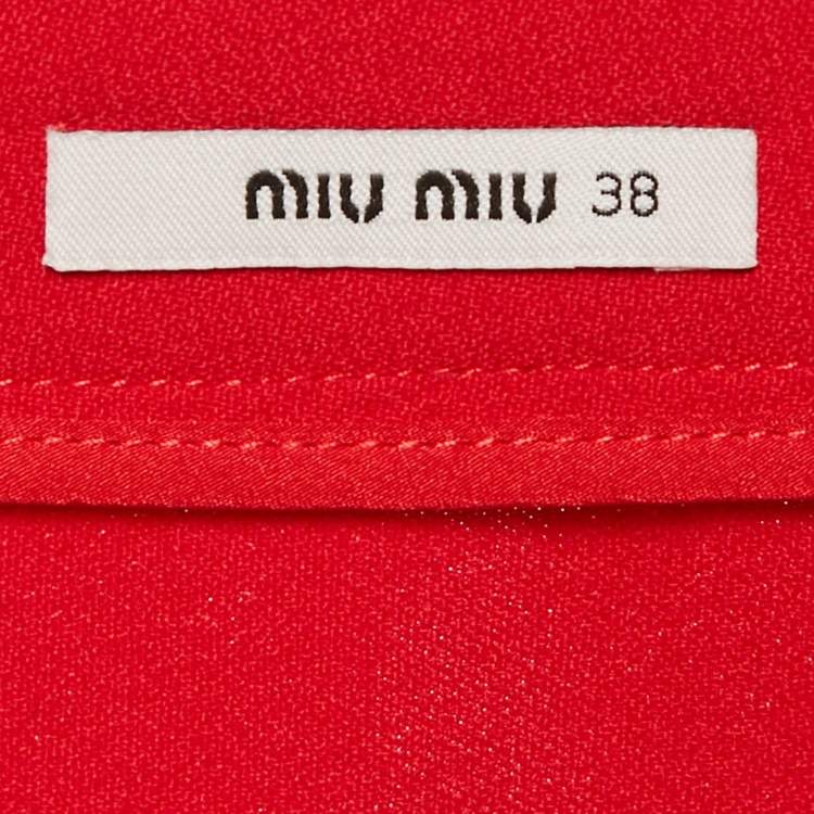 Pre Owned Miu Miu Red Crepe Flared Short Skirt S