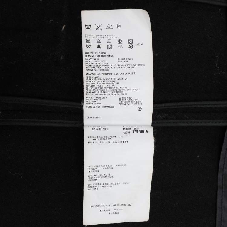 Pre Owned Miu Miu Black Wool Coat M