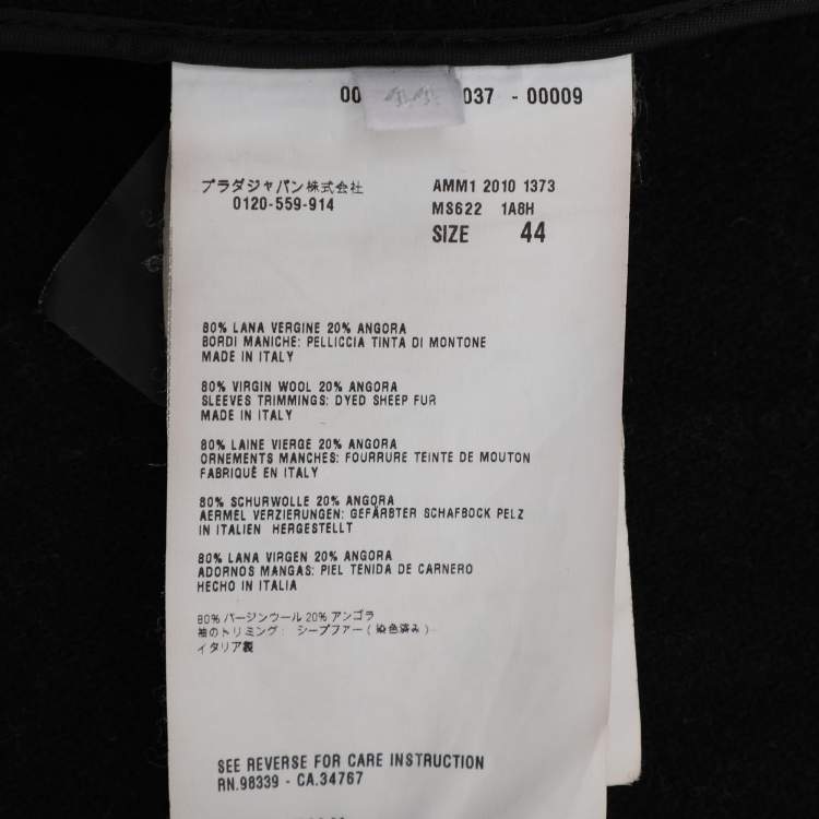 Pre Owned Miu Miu Black Wool Coat M