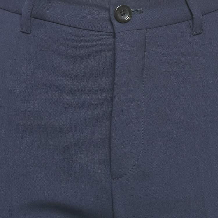 Pre Owned Miu Miu Navy Blue Wool Tailored Trousers M