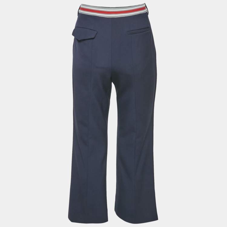 Pre Owned Miu Miu Navy Blue Wool Tailored Trousers M