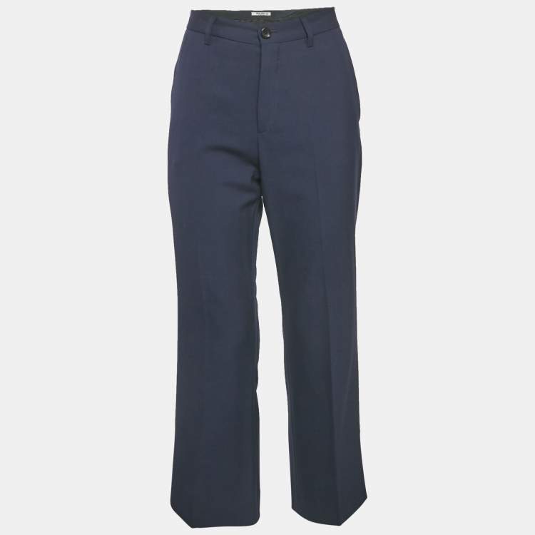 Pre Owned Miu Miu Navy Blue Wool Tailored Trousers M
