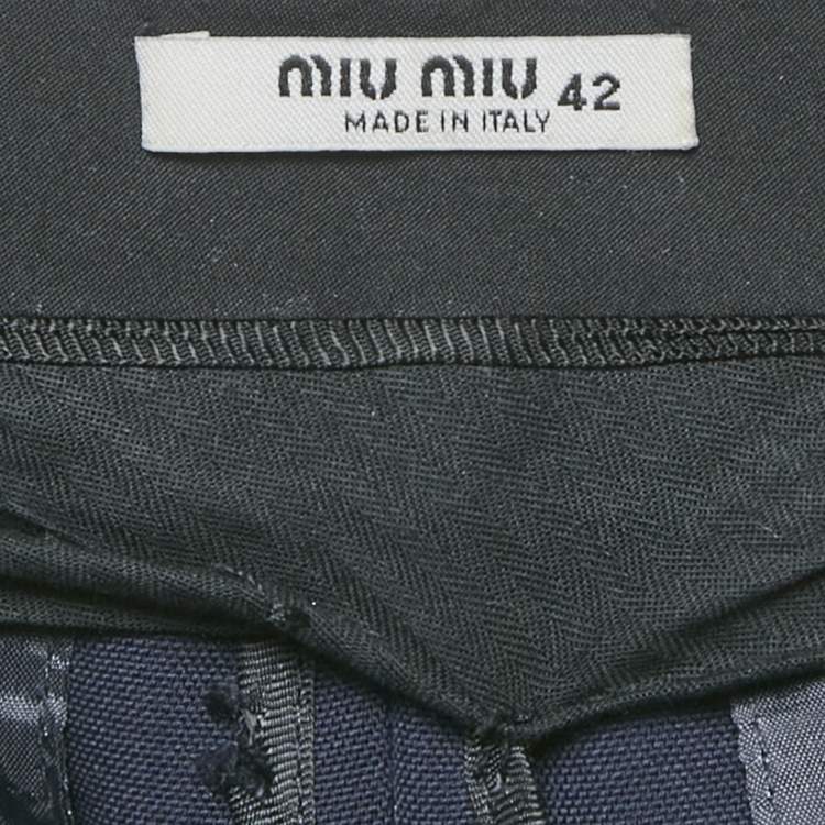 Pre Owned Miu Miu Navy Blue Wool Tailored Trousers M