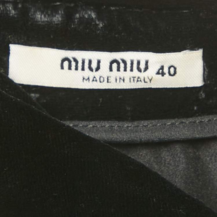 Pre Owned Miu Miu Black Embellished Velvet Ruffled Mini Dress S
