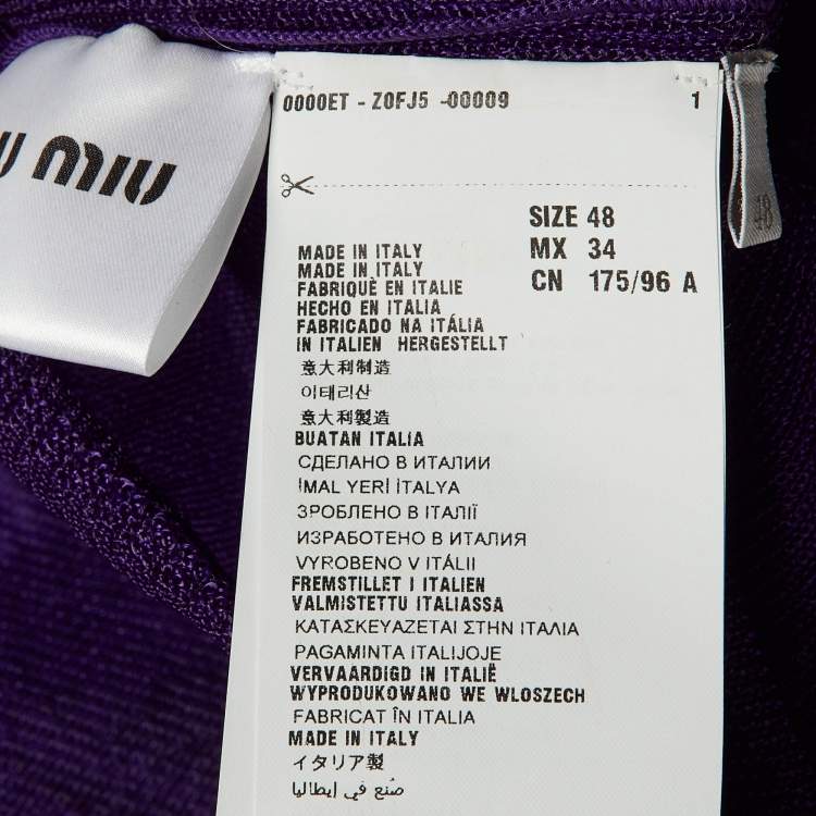 Pre Owned Miu Miu Purple Mesh Sheer Polo T-Shirt L 