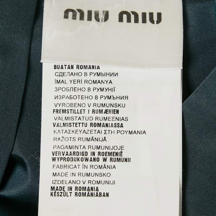 Pre Owned Miu Miu Teal Blue Silk Blend Pleated Mini Skirt S