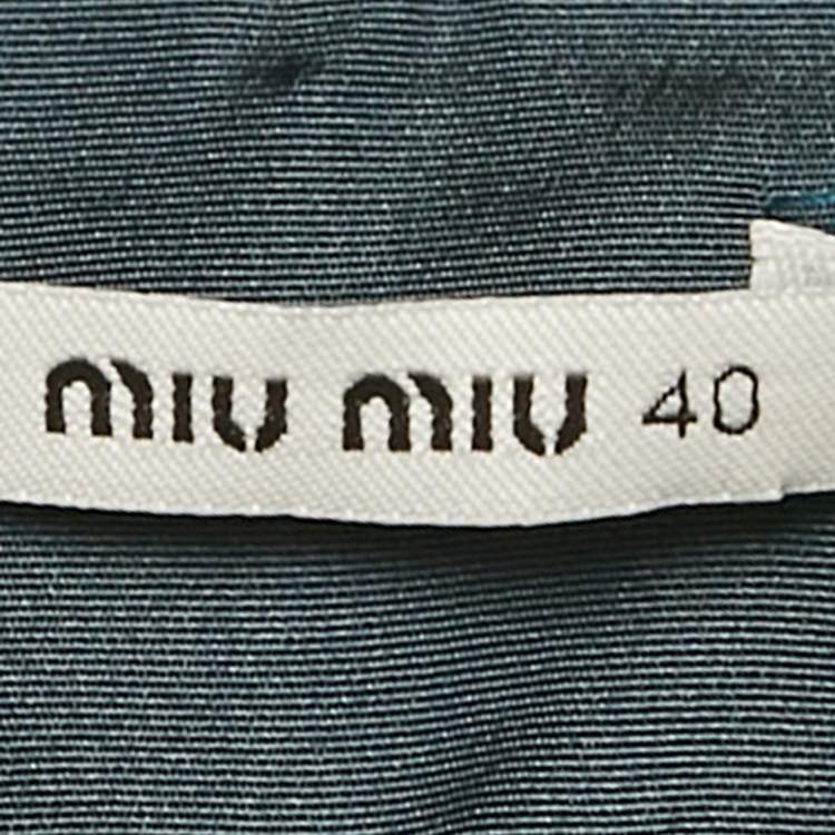 Pre Owned Miu Miu Teal Blue Silk Blend Pleated Mini Skirt S