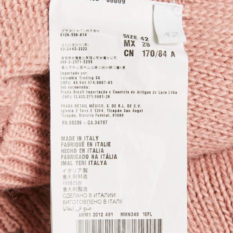 Pre Owned Miu Miu Pink Wool Laced Bow Detail Sweater M