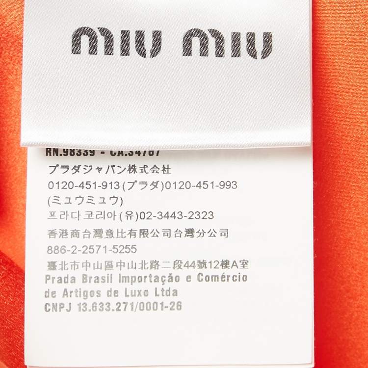 Pre Owned Miu Miu Orange Jersey Bow Detail Mini Skirt XS
