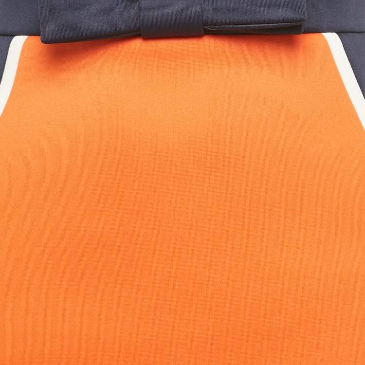 Pre Owned Miu Miu Orange Jersey Bow Detail Mini Skirt XS