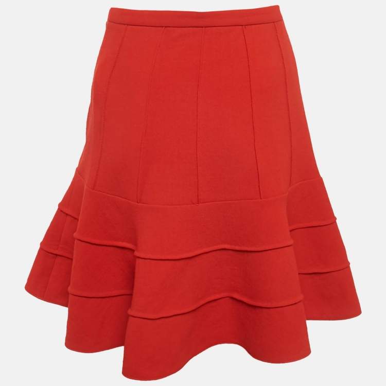 Pre Owned Miu Miu Red Wool Mini Skirt S