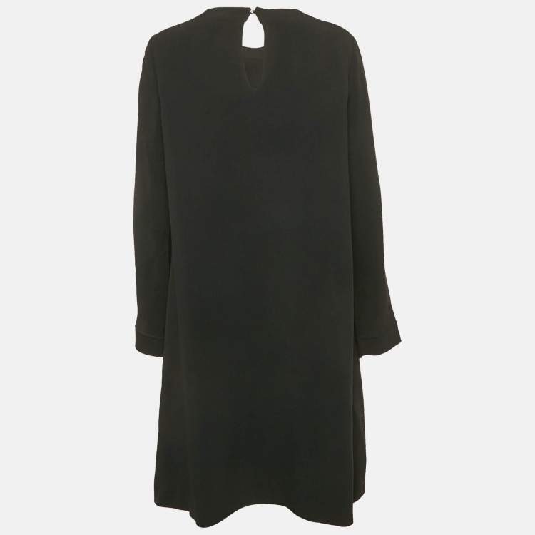 Pre Owned Miu Miu Black Crepe Long Sleeve Short Dress M