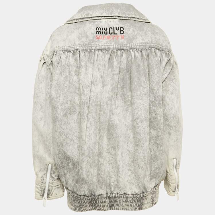 Pre Owned Miu Miu Grey Denim Club Sat June 2018 Oversized Jacket S