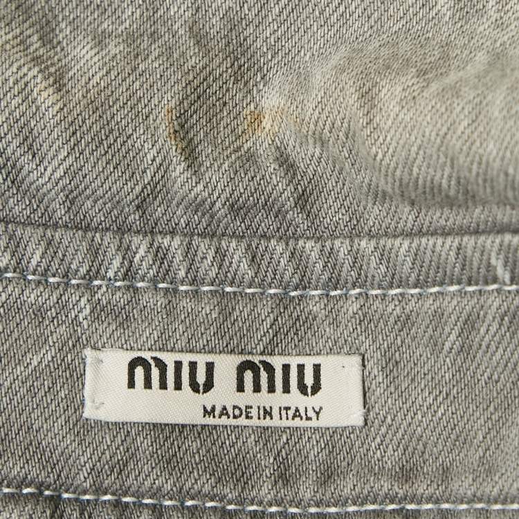 Pre Owned Miu Miu Grey Denim Club Sat June 2018 Oversized Jacket S
