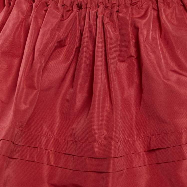 Pre Owned Miu Miu Red Synthetic Flared Mini Skirt M