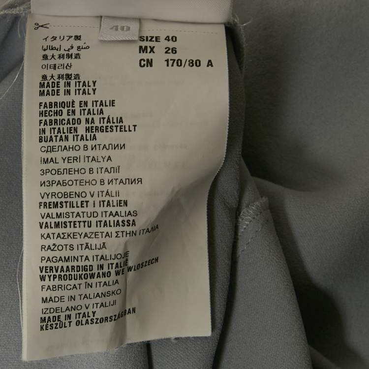 Pre Owned Miu Miu Grey Silk Neck Tie Detil Top S