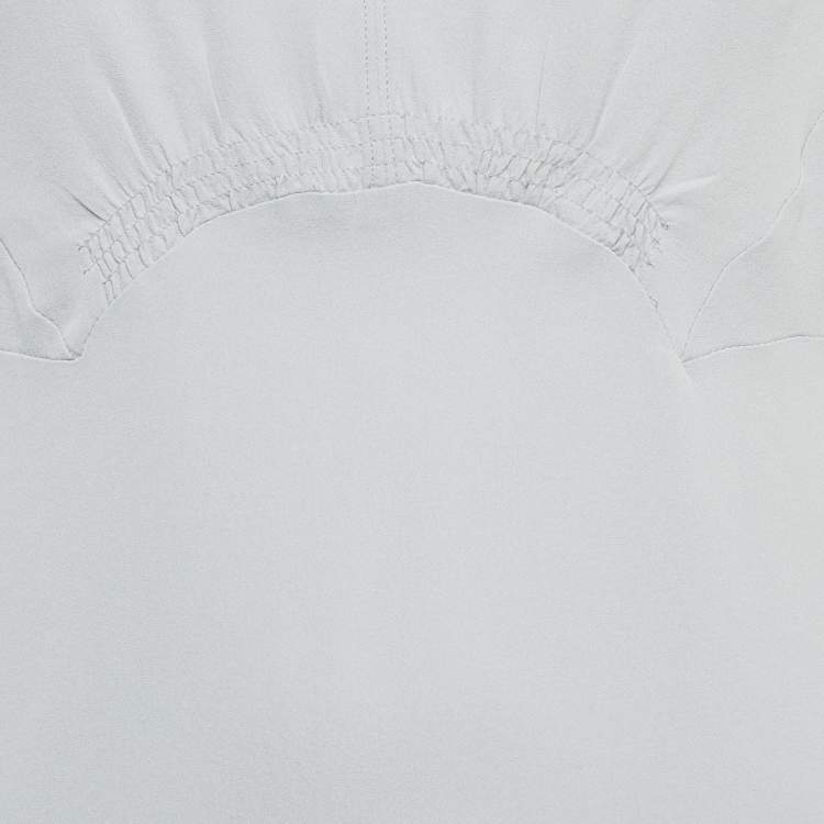 Pre Owned Miu Miu Grey Silk Neck Tie Detil Top S