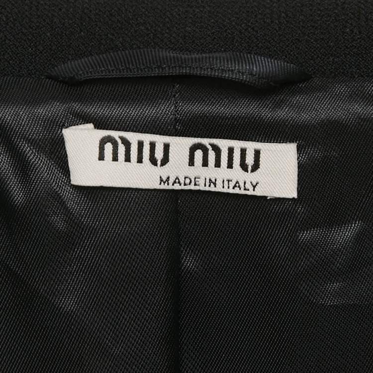 Pre Owned Miu Miu Black Wool Double Breasted Coat S