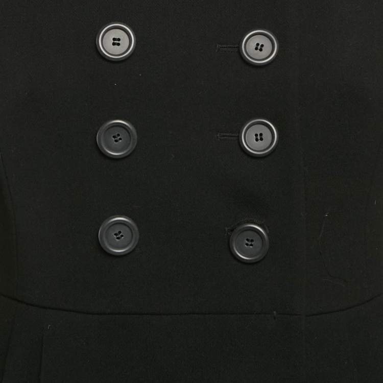 Pre Owned Miu Miu Black Wool Double Breasted Coat S