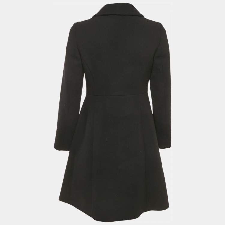 Pre Owned Miu Miu Black Wool Double Breasted Coat S