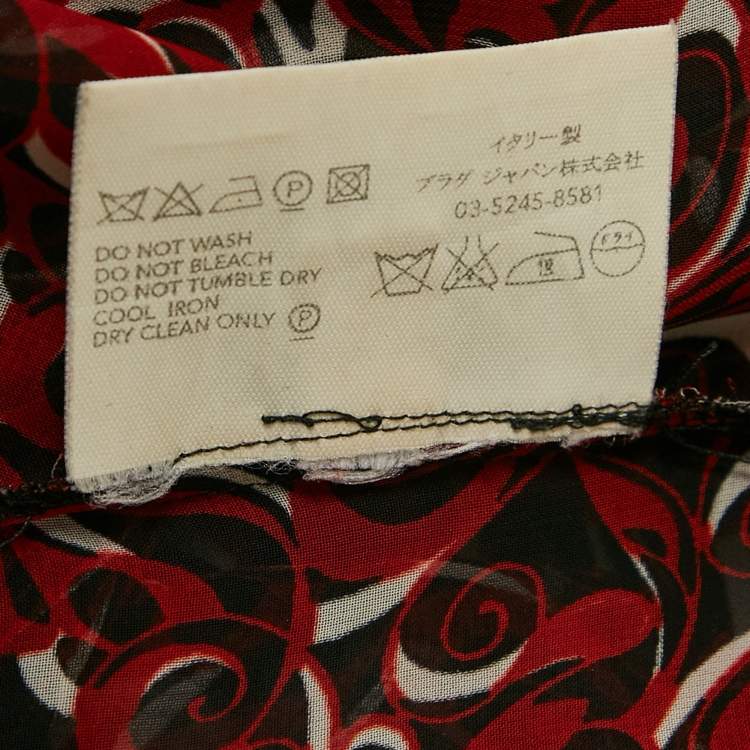 Pre Owned Miu Miu Vintage Red Printed Chiffon Ruche Top M