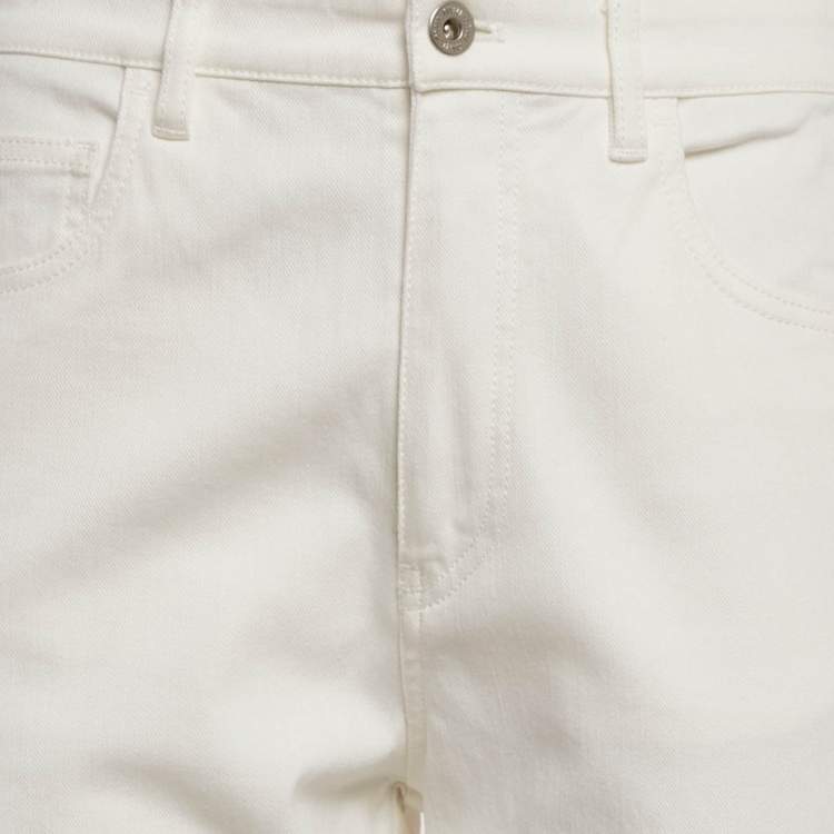 Pre Owned Miu Miu White Striped Denim Elasticated Bottom jeans S Waist 27"