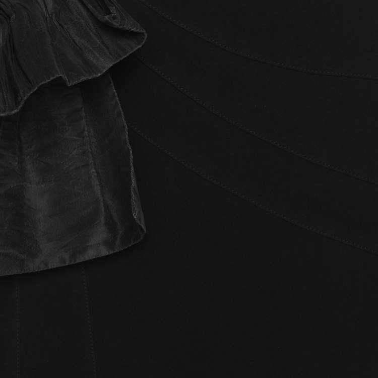 Pre Owned Miu Miu Black Crepe Bow Mini Skirt S