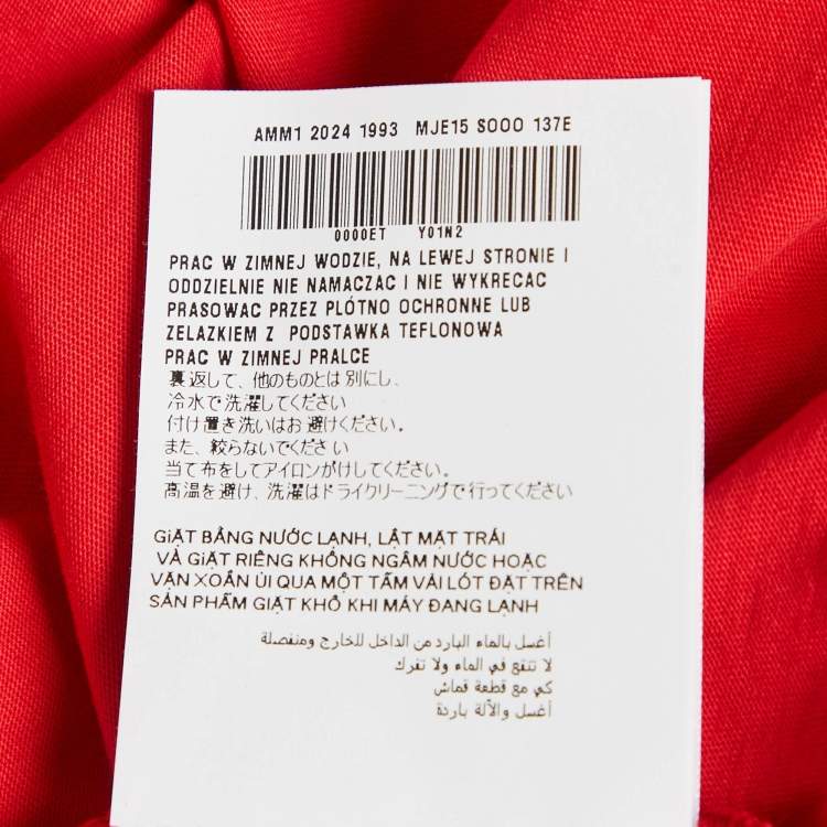 Pre Owned Miu Miu Red Logo-Patch Jersey Crewneck T-Shirt L