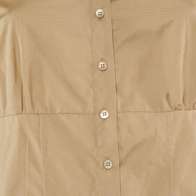 Pre Owned Miu Miu Beige Cotton Off -Shoulder Top L