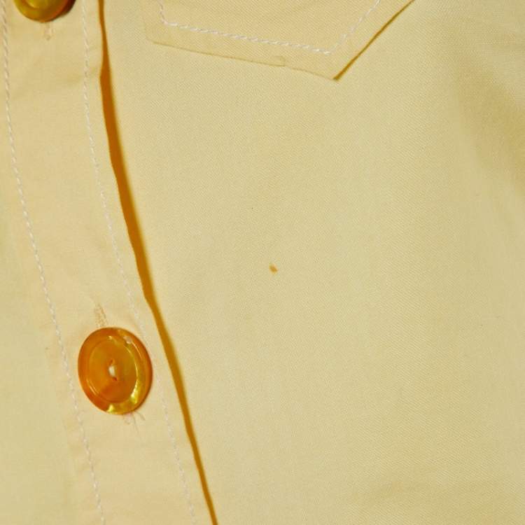 مملوكة مسبقًا Miu Miu Yellow Cotton Ruffled Button Front Shirt S