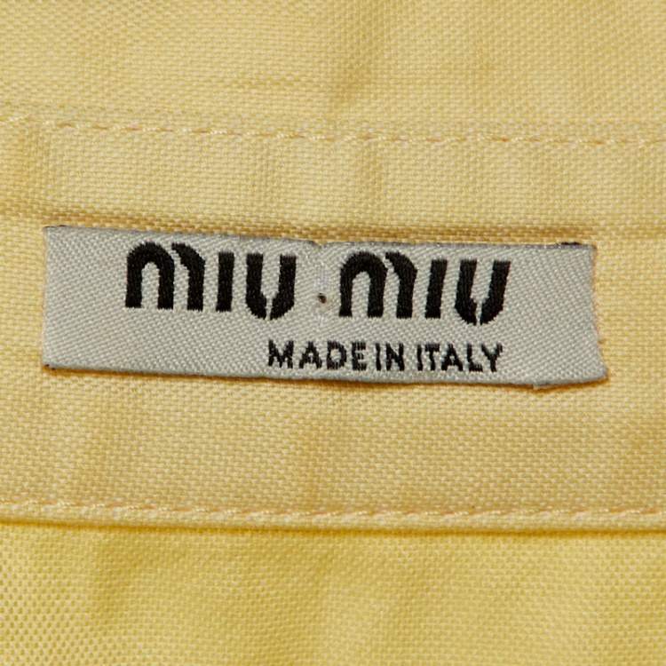 Pre Owned Miu Miu Yellow Cotton Ruffled Button Front Shirt XS