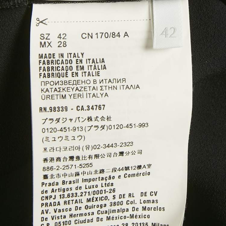 Pre Owned Miu Miu Black Crepe Doll Collar Detail Sleeveless Top M