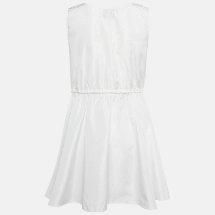 Pre Owned Miu Miu Off-White Synthetic Sleeveless Mini Dress XS