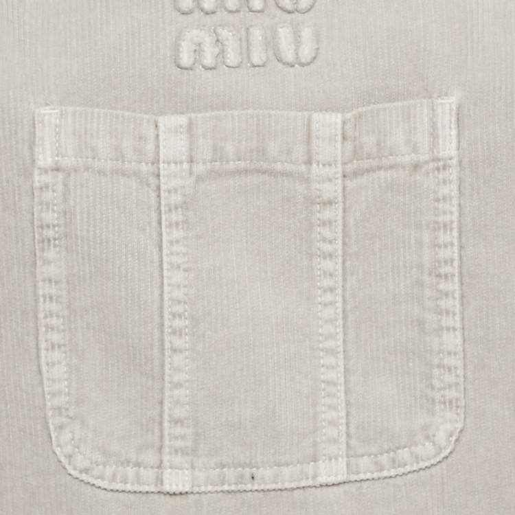 Pre Owned Miu Miu Granite Grey Corduroy Overall Mini Dress XS