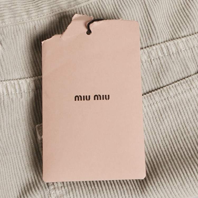 Pre Owned Miu Miu Granite Grey Corduroy Overall Mini Dress XS