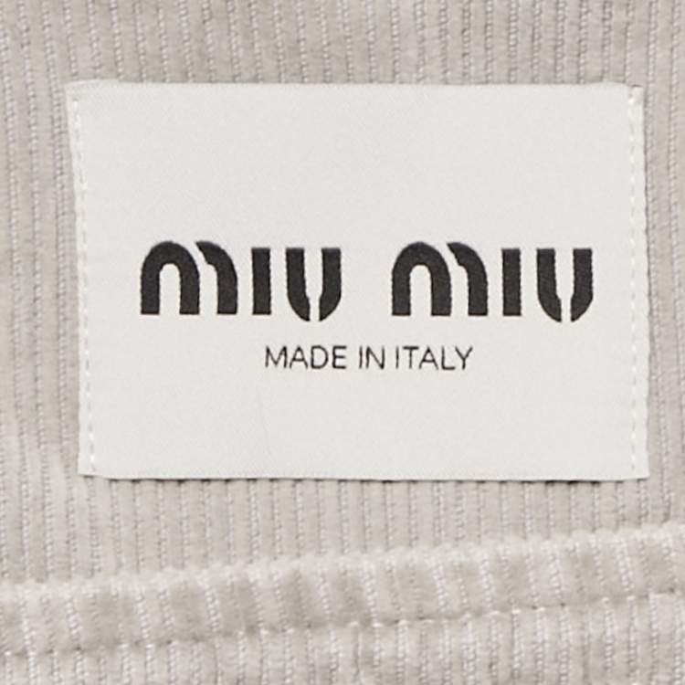 Pre Owned Miu Miu Granite Grey Corduroy Overall Mini Dress XS