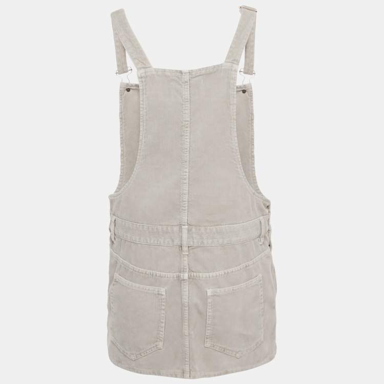 Pre Owned Miu Miu Granite Grey Corduroy Overall Mini Dress XS