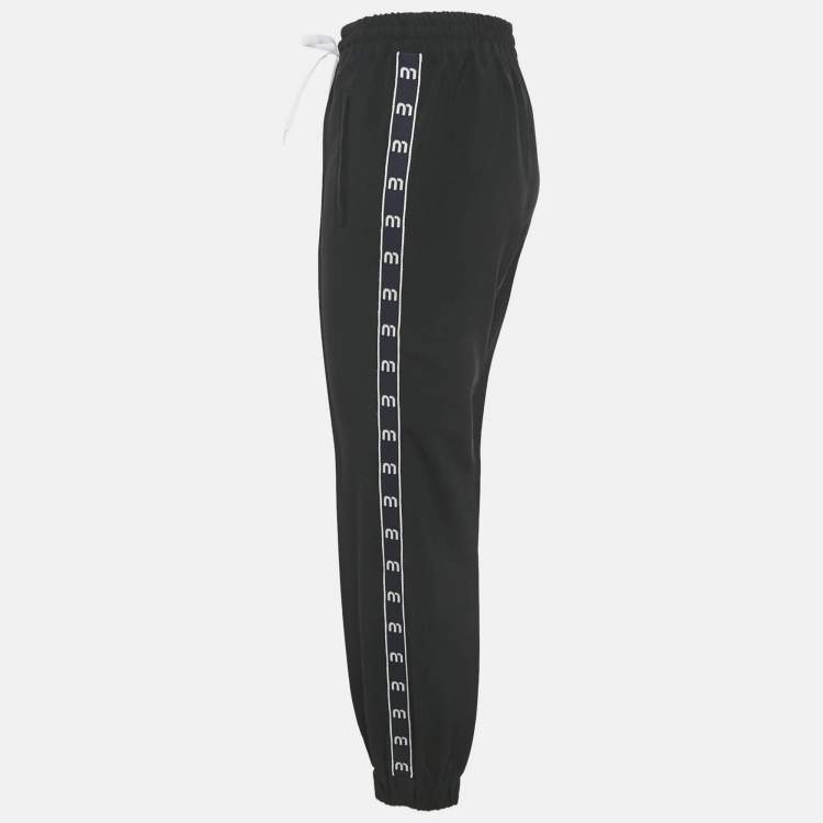 Pre Owned Miu Miu Black Logo Band Crepe Jogger Pants XS