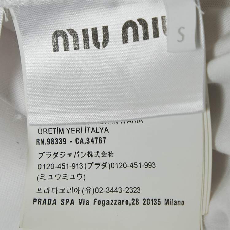 Pre Owned Miu Miu White Printed Tie Dye Cotton Oversize T-Shirt S